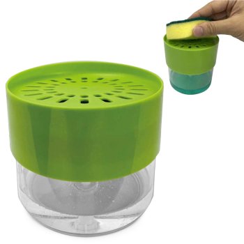 Trauku Mazgāšanas Šķidruma Ziepju Dozators Dispensers un Trauku Sūklis | Dishwashing Liquid Soap Dispenser with...