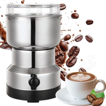 Electric Coffee Grinder for Spices, Nuts, and Beans, Powerful 150W Motor, Silver