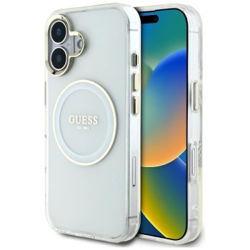Guess IML Metal Colored Circle MagSafe Case for iPhone 16 White