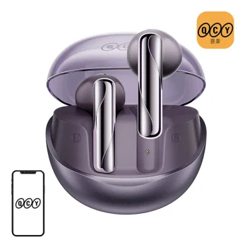 Bezvadu austiņas QCY AilyBuds Clear T32 Violetas BT 5.3