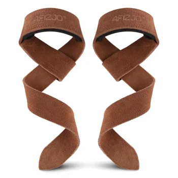 Кожаные лямки для тяги 4FIZJO Deadlift Straps, коричневые