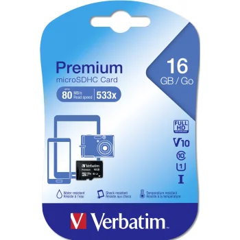 Verbatim microSDHC 16GB Class 10 UHS-I atmiņas karte 44010