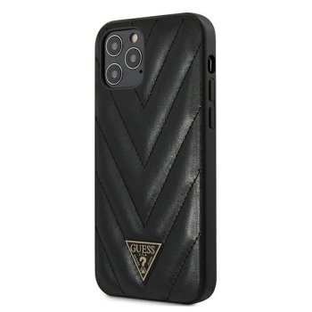 Guess Guhcp12lpuvqtmlbk iPhone 12 Pro Max 6,7" melns/ melns cietais futrālis V-veida stepēts kolekcija |...