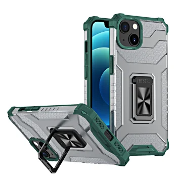 Crystal Ring Case triecienizturīgs vāciņš iPhone 13 ar turētāju, zaļš