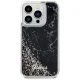 Guess iPhone 14 Pro vāciņš Liquid Glitter Marble, melns