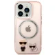 Karl Lagerfeld Karl & Choupette Aluminum MagSafe vāciņš iPhone 14 Pro, rozā