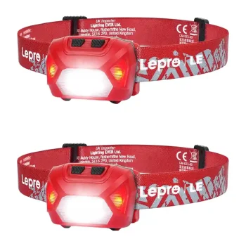 Аккумуляторный налобный фонарь LEPRO 320014-R-2, 300 лм, IPX4, 2 шт., красный