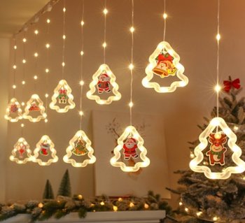 Ziemassvētku LED gaismas aizkars logam 3 m 125 LED, silti balts