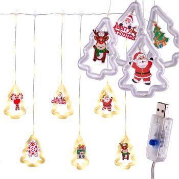 Светодиодная гирлянда-штора с новогодними фигурками 3м 125 LED,...