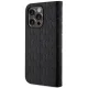 Karl Lagerfeld iPhone 14 Pro atverams vāciņš maciņš grāmatiņa Saffiano Monogram, melns