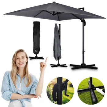 Plonos 488300 saliekams dārza saulessargs 420 cm ar pārvalku, grafīts