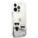 Karl Lagerfeld Liquid Glitter Karl & Choupette Case for iPhone 13 Pro / 13 - Silver