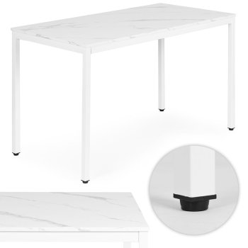 ModernHome Kitchen Dining Table for 4-5 People 120x60 cm Desk, White Marble
