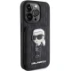 Apple iPhone 15 Pro Max 6.7\" Karl Lagerfeld Saffiano Cardslots and Stand Monogram Ikonik Patch Case Cover, Black |...