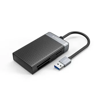 Orico CL4D-A3 USB-A 3.0 Memory Card Reader for SD microSD CF MS, Black and Silver