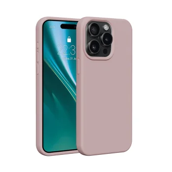 Силиконовый чехол Etteri для Apple iPhone 15 Pro Max светло-розовый