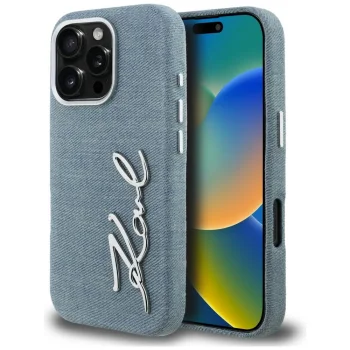 Чехол Karl Lagerfeld Signature Denim для iPhone 16 Pro Max, синий