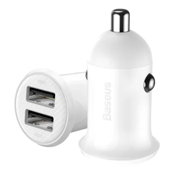 Baseus Grain Pro Car Charger 2x USB 4.8A, White