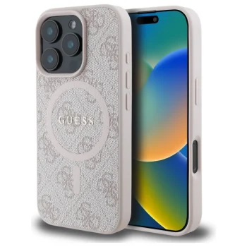 Guess 4G Ring Classic Logo MagSafe Maciņš ar MagSafe iPhone 16 Pro Max telefonam – Rozā | Phone Case Cover