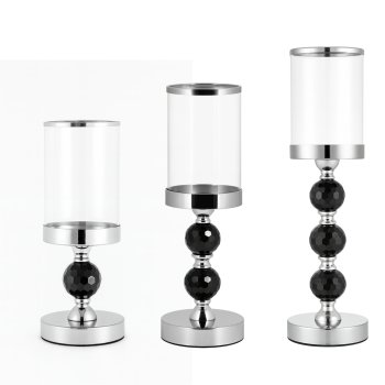 Set of 3 Decorative Candle Holders, Black
