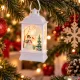 Ziemassvētku LED lukturītis ar sniegavīra motīvu un rokturi, 14 x 7 x 4 cm, balts
