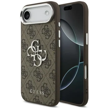Чехол Guess 4G Big 4G Classic Logo для iPhone 17 Air - коричневый/серебристый