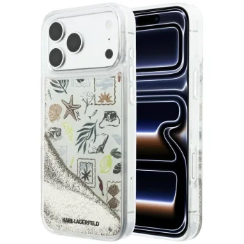 Чехол Karl Lagerfeld Liquid Glitter Beach & Sand для iPhone 17 / 18 Pro Max, бежевый