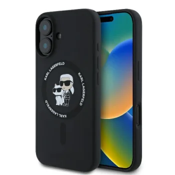 Apple iPhone 16 Plus 6.7'' Karl Lagerfeld Karl&Choupette Glitter MagSafe Cover Case, Black | Telefona Vāciņš...