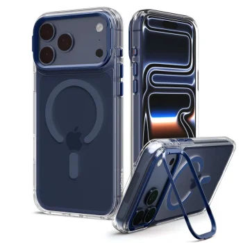 Spigen Ultra Hybrid Optik S MagSafe ümbris iPhone 18 Pro / 17 Pro jaoks, läbipaistev ja tumesinine