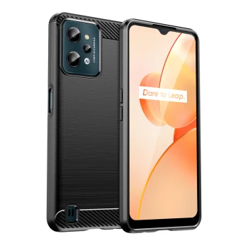 Vāciņš Realme C31 Carbon Case, elastīgs TPU aizsargvāciņš, melns