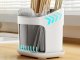 Cutlery Drainer with Draining Spout, 3-Compartment Kitchen Utensil Holder