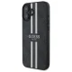 Guess iPhone 16 vāciņš 4G Printed Stripes MagSafe, melns