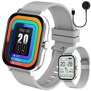 Viedpulkstenis ar Bluetooth zvaniem un sporta funkcijām, pelēks