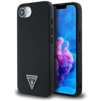 Guess Grained Triangle MagSafe vāciņš Apple iPhone 16e Melns