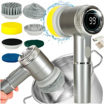 Электрическая щетка для уборки 5в1 с LED для ванной, пола и швов