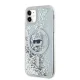 Karl Lagerfeld Liquid Glitter Choupette Head MagSafe vāciņš iPhone 11 / Xr, caurspīdīgs