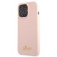 Чехол Guess для iPhone 13 Pro Max Silicone Script Gold Logo, светло-розовый