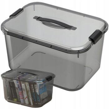 Uzglabāšanas kaste ar vāku un rokturi, 20L, melna