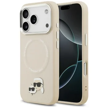 Чехол Karl Lagerfeld для iPhone 17 Pro MagSafe Karl & Choupette Heads, серый