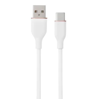Silikona kabelis USB Type-A uz USB Type-C, 18W, 1m, balts