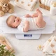Elektroniski bērnu un zīdaiņu svari līdz 100 kg ar LCD ekrānu un 60 cm mērskalu, balti