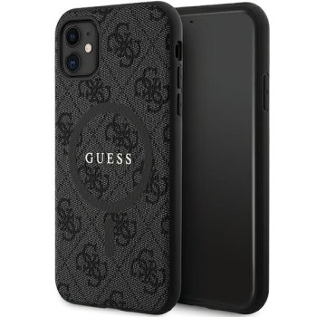 Apple iPhone 11 6.1'' Guess 4G Collection Leather Metal Logo MagSafe Case Cover, Black | Telefona Maciņš Vāks...