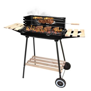 Передвижной садовый гриль на колесах с хромированной решеткой и...