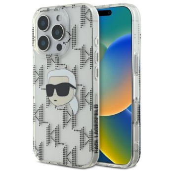 Karl Lagerfeld IML Karl Head Electroplated vāciņš iPhone 16 Pro, caurspīdīgs
