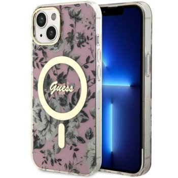 Guess iPhone 14 Plus Case Flower MagSafe, Pink