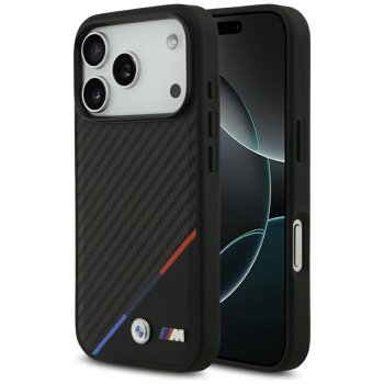 Чехол BMW M Carbon Tricolor Line MagSafe для iPhone 17 Pro – чёрный