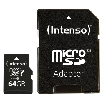 Карта памяти microSDXC 64GB Intenso Professional UHS-I U3 V30 с адаптером