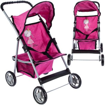 Doll stroller with canopy and basket, Little Princess Rose
