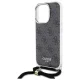 Чехол Guess для iPhone 16 Pro Max Crossbody Cord 4G Print, черный