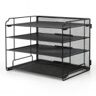 Galda organizators dokumentiem ar 4 plauktiem, melns